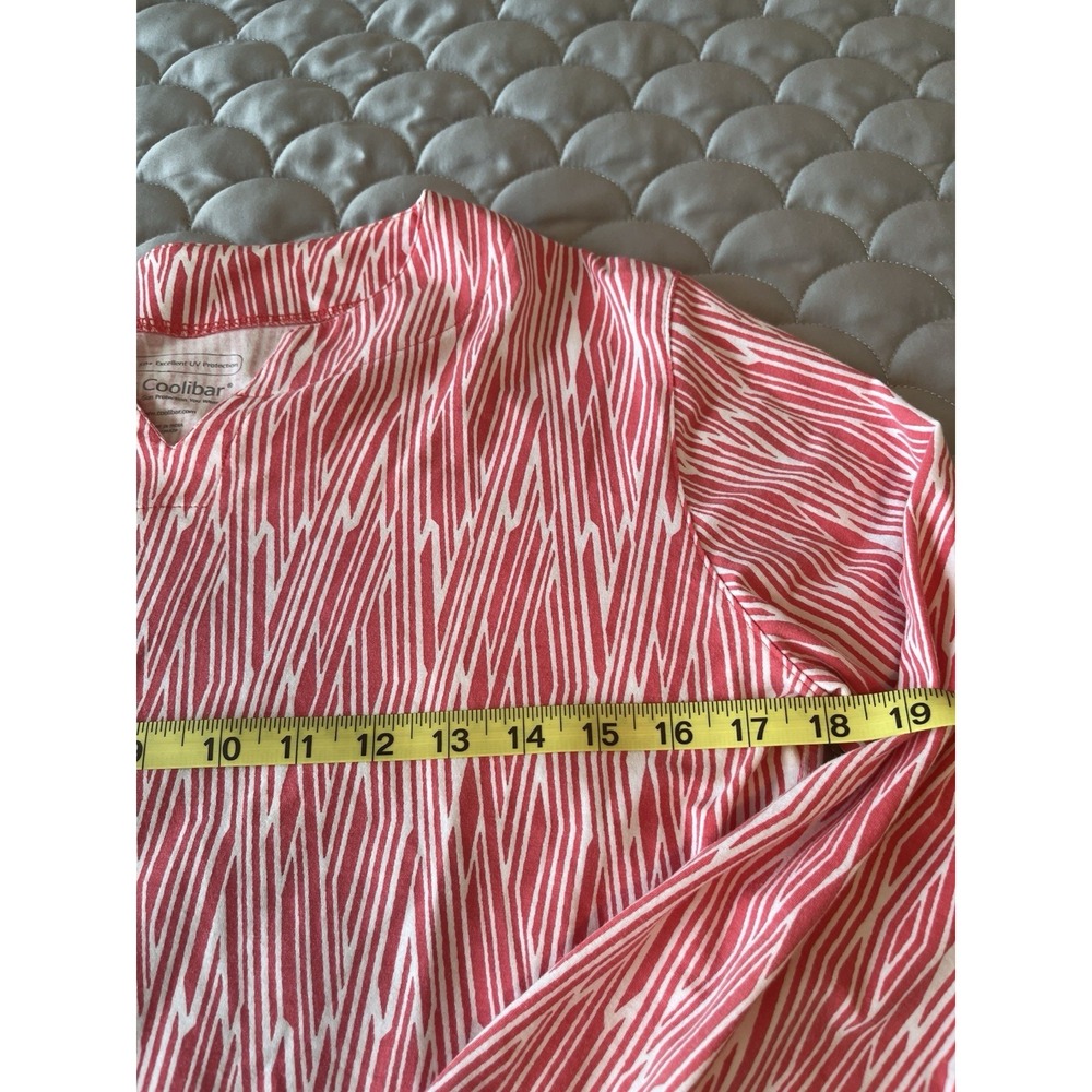 Coolibar Y Neck Sun Protection Coral Medium Print Stretch Shift Dress Coverup - Picture 4 of 6